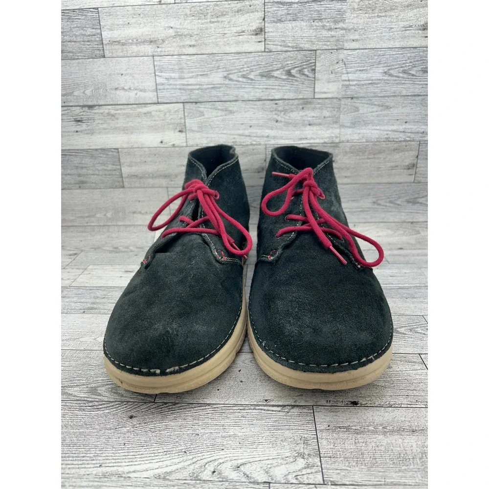 Crocs Men Desert Chukka Boots Charcoal Grey Suede Pink Laces 14669 Size 13